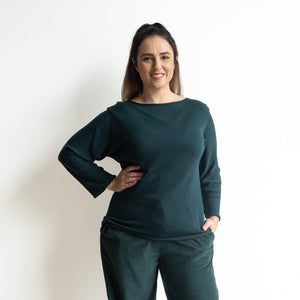 Boat Neck Knit Top by Orientique Australia - 3/4 Sleeve - 1291