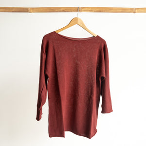Boat Neck Knit Top by Orientique Australia - 3/4 Sleeve - 1291