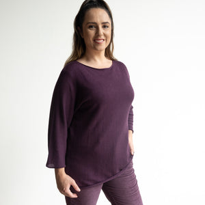Boat Neck Knit Top by Orientique Australia - 3/4 Sleeve - 1291
