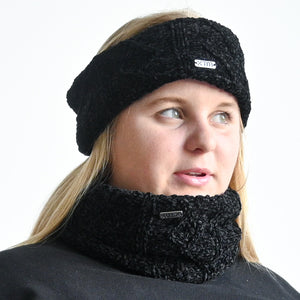 Chenille Cable Knit Winter Headband by XTM Australia - Black KOBOMO