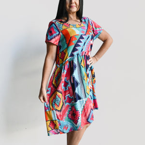 Gathered Short Sleeve Sun Dress by Orientique Australia - Zio - 41022 -  KOBOMO