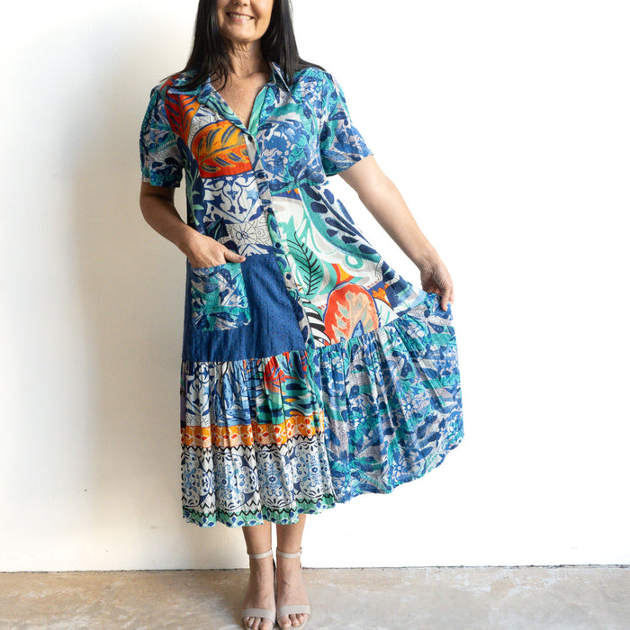 Short Sleeve Shirt Dress by Orientique Australia - Cayman - 30041