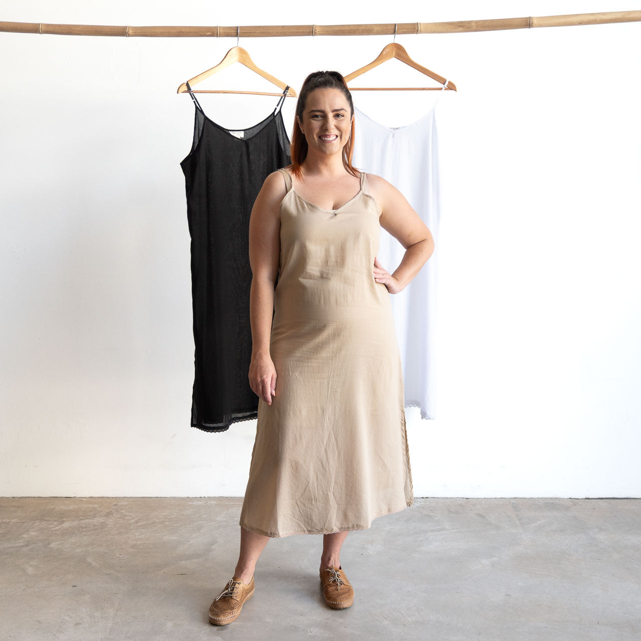 Under Dress - Full Cotton Petticoat Slip - Below-the-Knee KOBOMO Under Dress - Full Cotton Petticoat Slip - Below-the-Knee KOBOMO