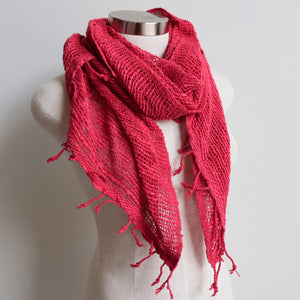 Winter scarf handmade with natural fibre.  Watermelon.