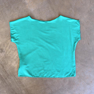 Girls summer square cut, plain t-shirt basic top. Sizes to fit newborns, toddlers, kids and  tweens up to 10 years old. Ethically handmade with soft, stretch bamboo spandex. Mint
