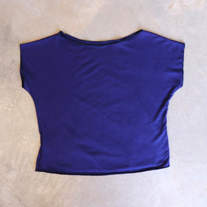 Girls summer square cut, plain t-shirt basic top. Sizes to fit newborns, toddlers, kids and  tweens up to 10 years old. Ethically handmade with soft, stretch bamboo spandex. Royal Blue