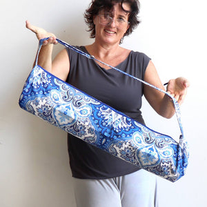 Just Breathe Yoga Mat Bag - Paisley Navy and SilverKOBOMO Women's Handbags & Clutches