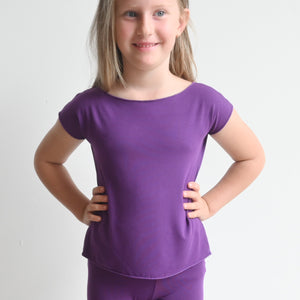 Girl's Square Cut T-shirt in Bamboo by KOBOMO Play - MulberryPurple10to12yearsTween KOBOMO