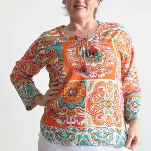 Nomad Summer Blouse by Orientique - Mandarin SoleilKOBOMO Women's Tops and Blouses