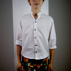 Boys Shirt - White cottonKOBOMO Boy's Tops + Shirts + Sweaters