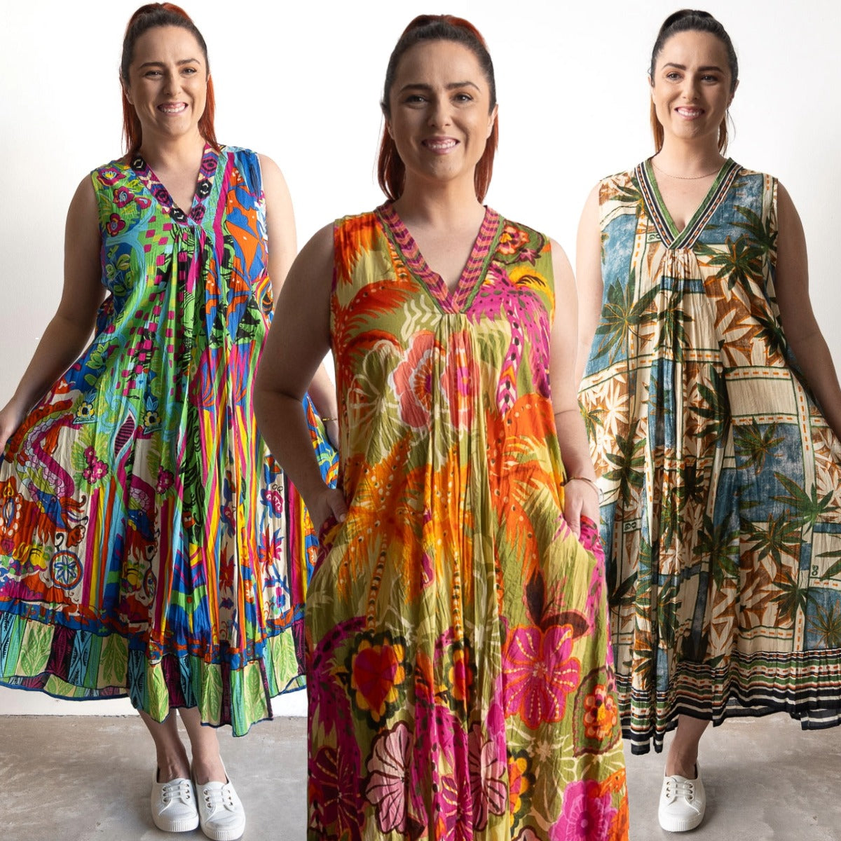 Twist It V-neck Midi Dresses