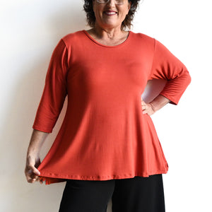 A-Line Tunic Tee by KOBOMO Bamboo - 3/4 Sleeve