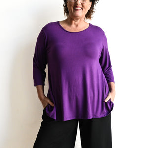 A-Line Tunic Tee by KOBOMO Bamboo - 3/4 Sleeve