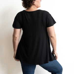 A-Line Tunic Tee by KOBOMO Bamboo - Flutter Sleeve