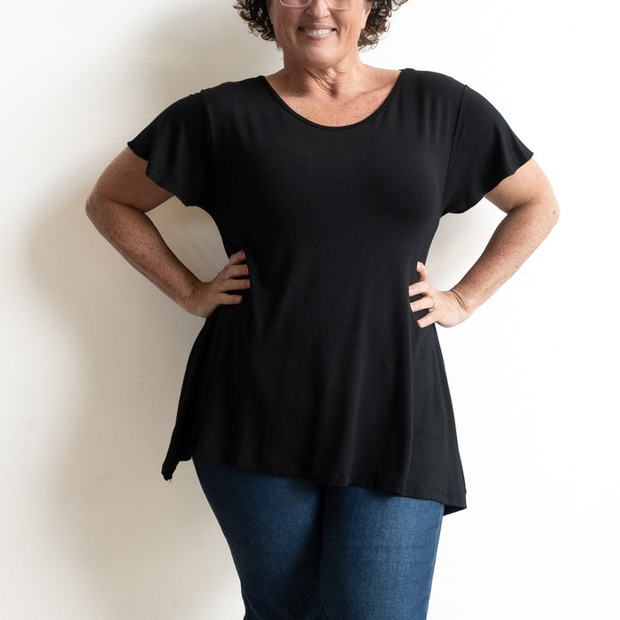 A-Line Tunic Tee by KOBOMO Bamboo - Flutter Sleeve