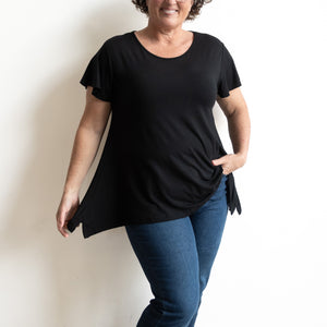 A-Line Tunic Tee by KOBOMO Bamboo - Flutter Sleeve