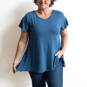 A-Line Tunic Tee by KOBOMO Bamboo - Flutter Sleeve