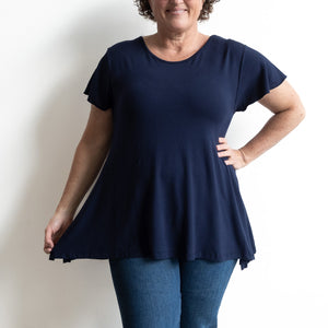 A-Line Tunic Tee by KOBOMO Bamboo - Flutter Sleeve