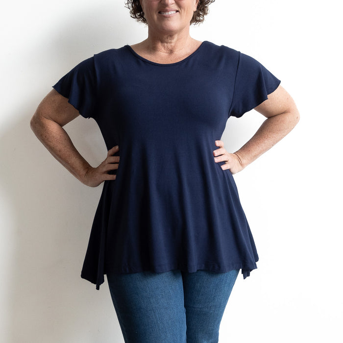 A-Line Tunic Tee by KOBOMO Bamboo - Flutter Sleeve