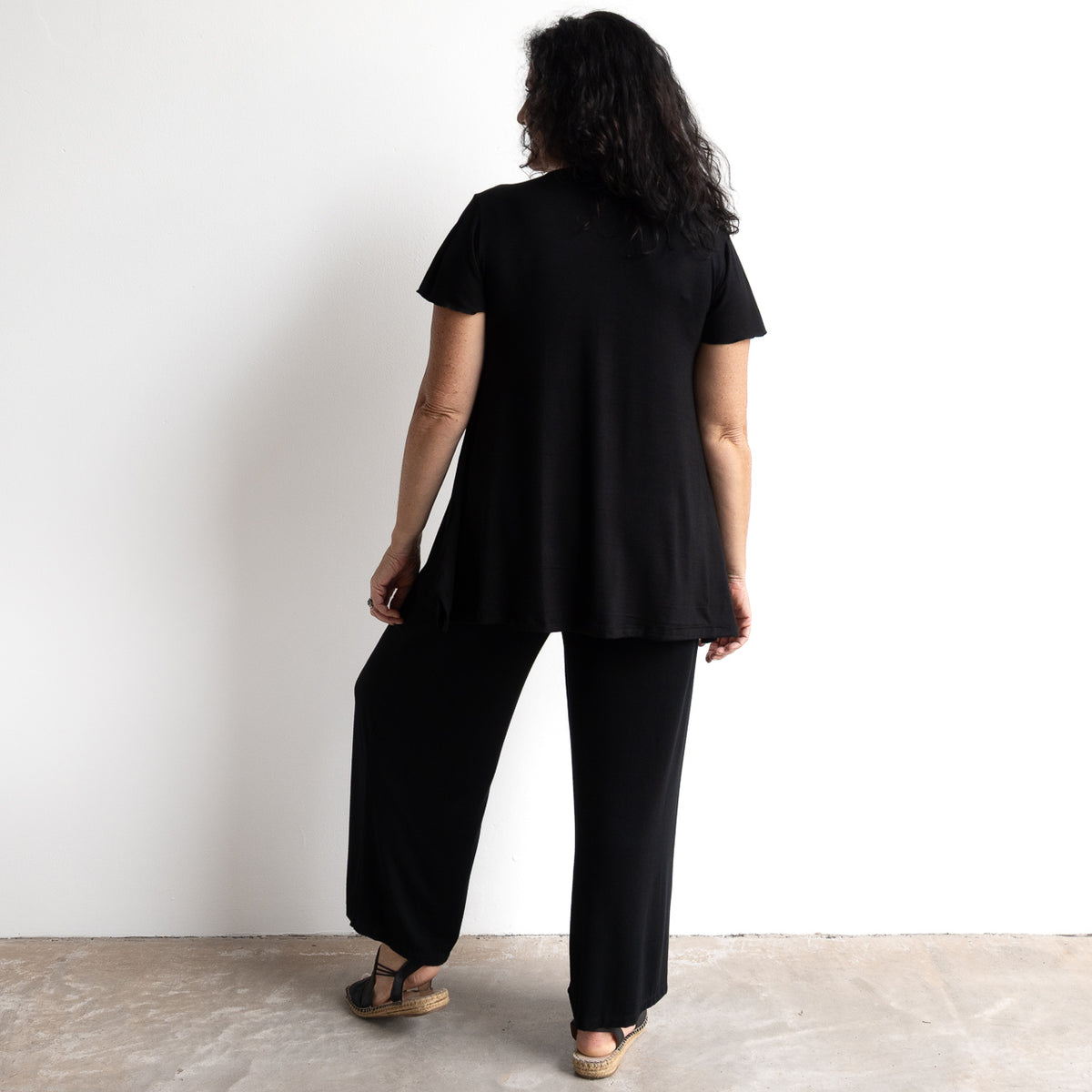 A-Line Tunic Tee by KOBOMO Bamboo - Flutter Sleeve