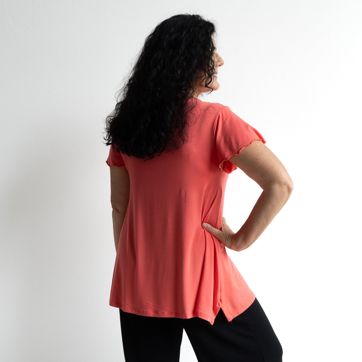 A-Line Tunic Tee by KOBOMO Bamboo - Flutter Sleeve