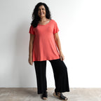 A-Line Tunic Tee by KOBOMO Bamboo - Flutter Sleeve