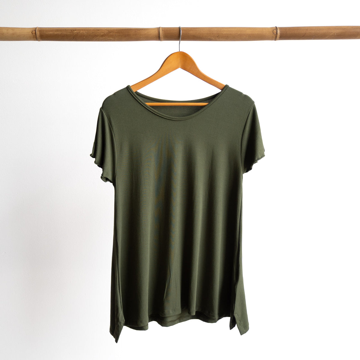 A-Line Tunic Tee by KOBOMO Bamboo - Flutter Sleeve