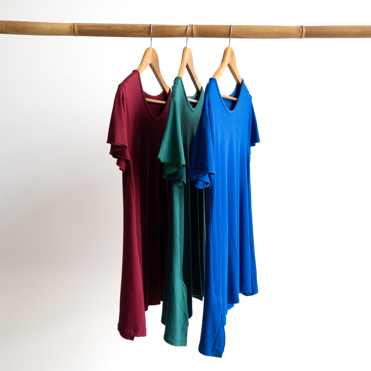 A-Line Tunic Tee by KOBOMO Bamboo - Flutter Sleeve