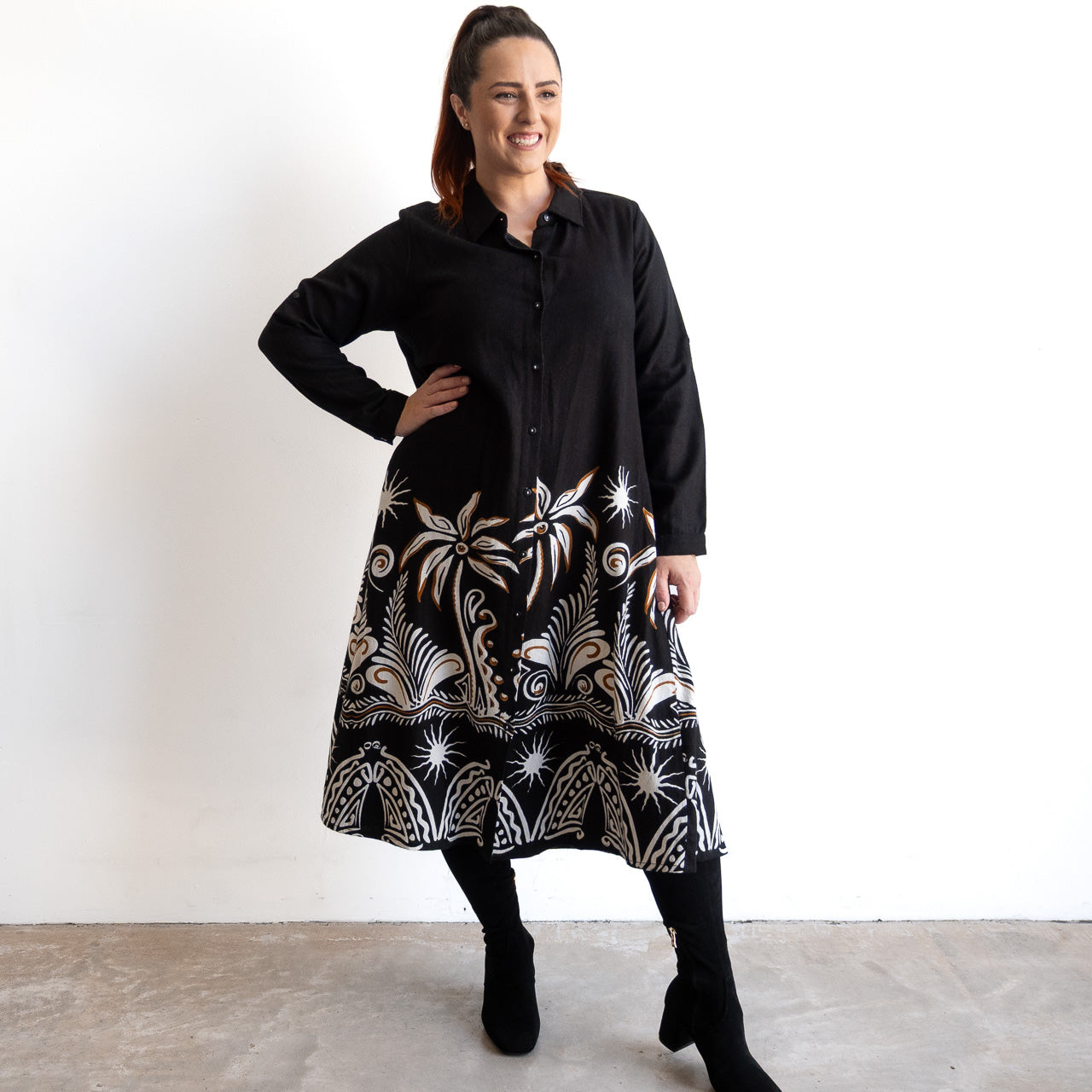 A-line Shirt Dress by Orientique Australia - Indus - 40245