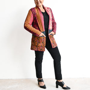 Quilted Long Reversible Coat Jacket by Orientique Australia - Aida - 22931