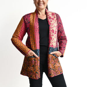 Quilted Long Reversible Coat Jacket by Orientique Australia - Aida - 22931