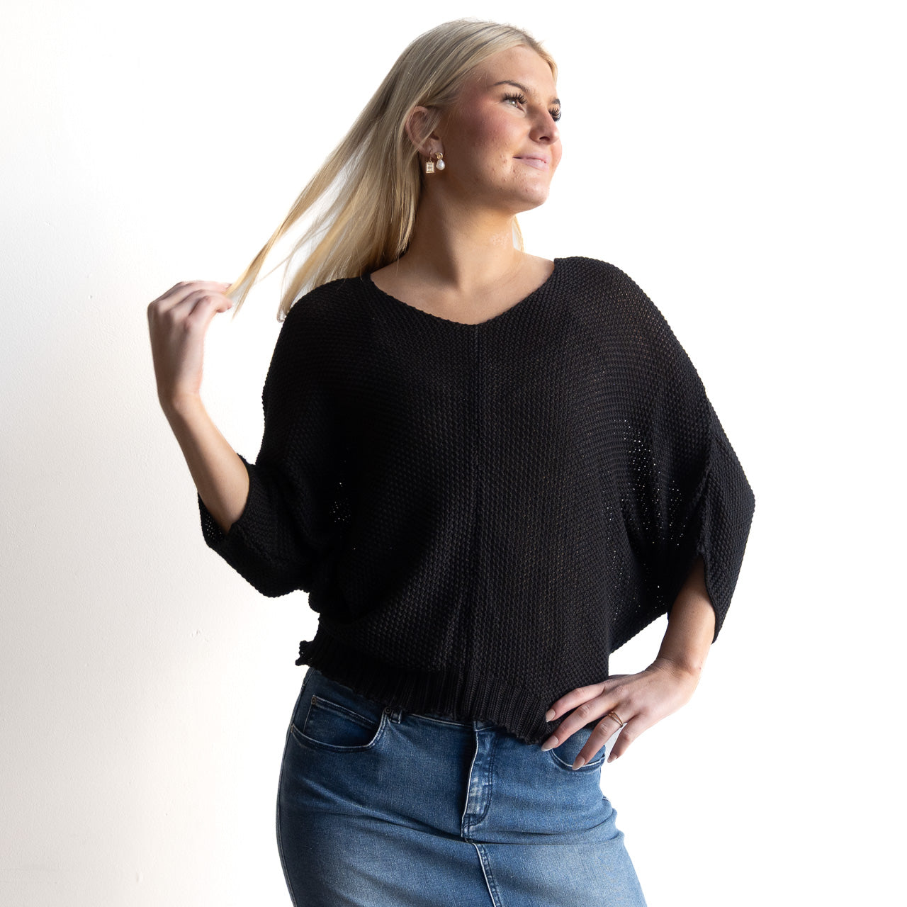 Airy Knit Batwing Top - 1405