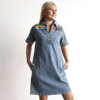 Applique Denim Dress - Jardin Exotique - 61067
