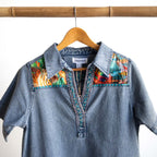 Applique Denim Dress - Jardin Exotique - 61067