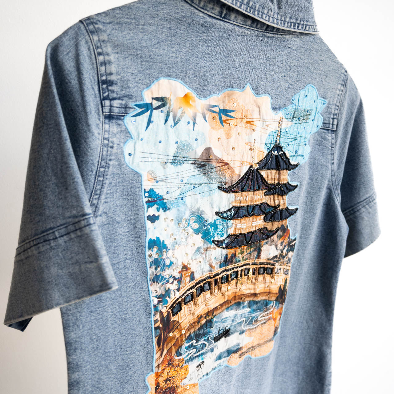 Applique Denim Dress - Nanjing - 61062