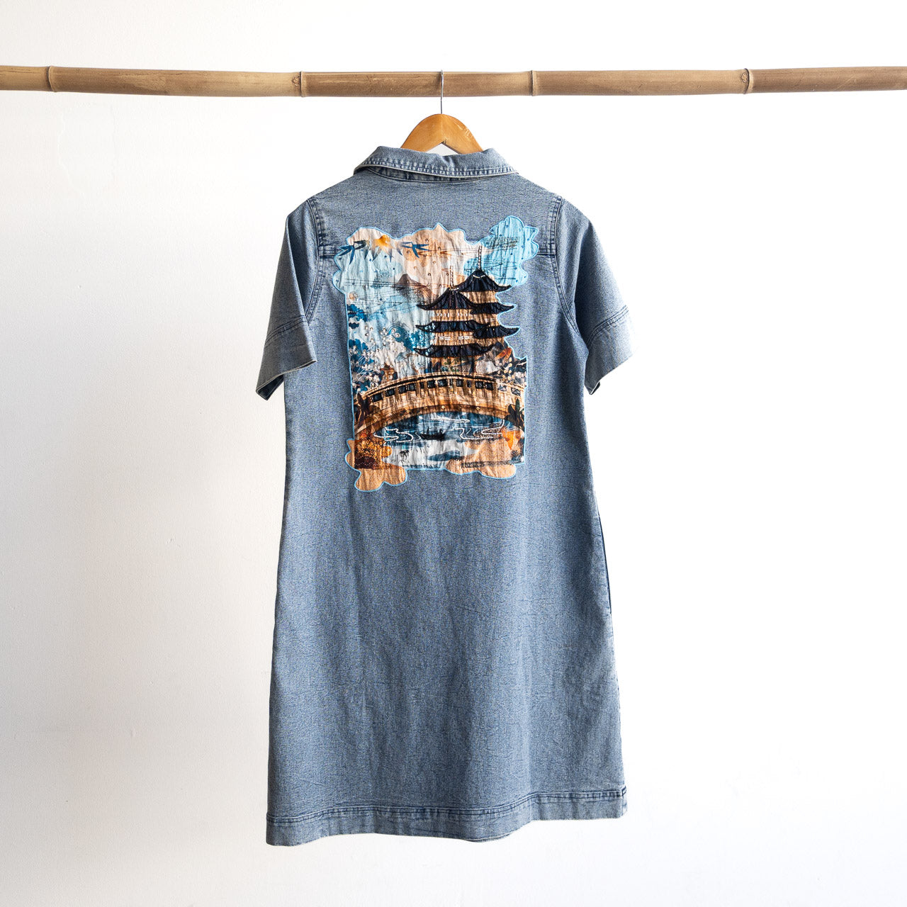 Applique Denim Dress - Nanjing - 61062
