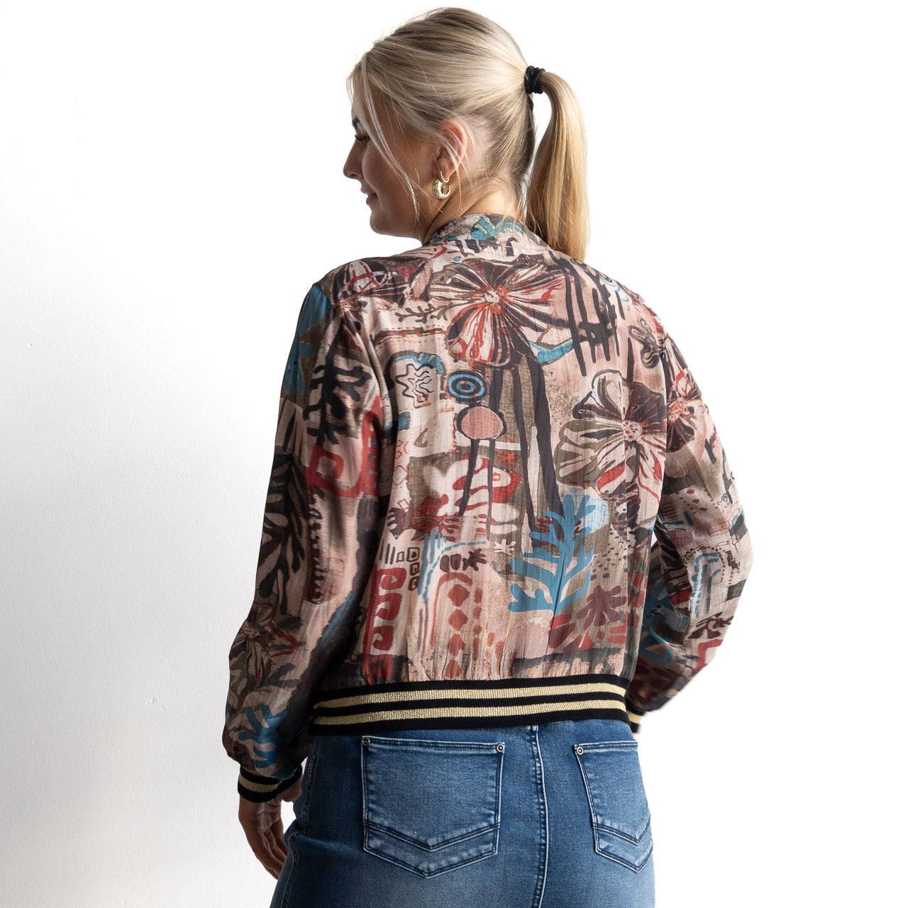 Atelier Crepe Bomber Jacket - Abstract Art - 82005