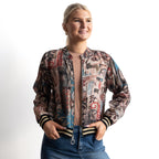 Atelier Crepe Bomber Jacket - Abstract Art - 82005