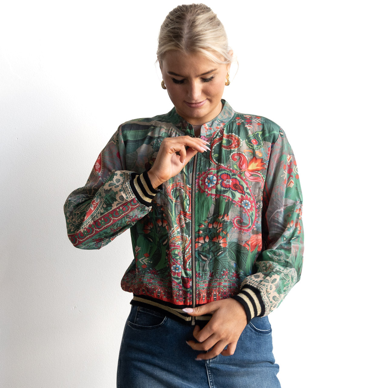 Atelier Crepe Bomber Jacket - Flamengo - 82005