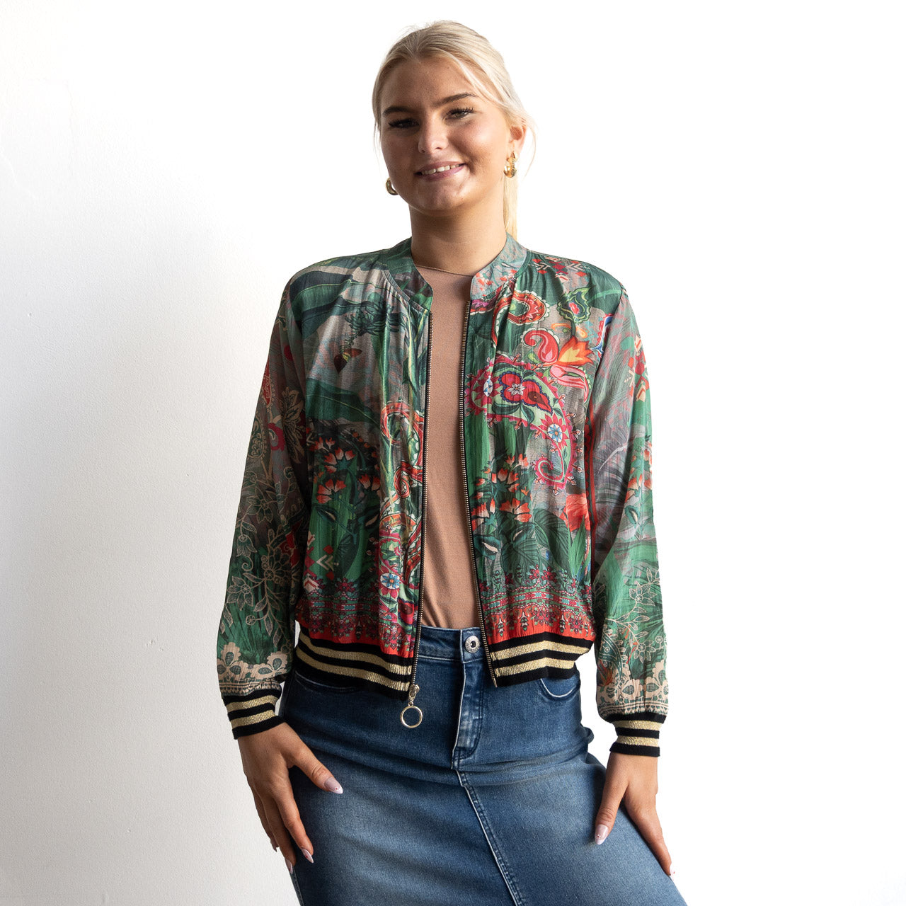 Atelier Crepe Bomber Jacket - Flamengo - 82005
