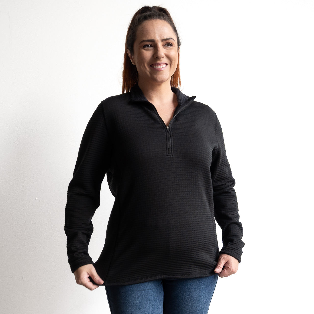 Australian Merino Aero Grid Fleece 1/4 Zip Top