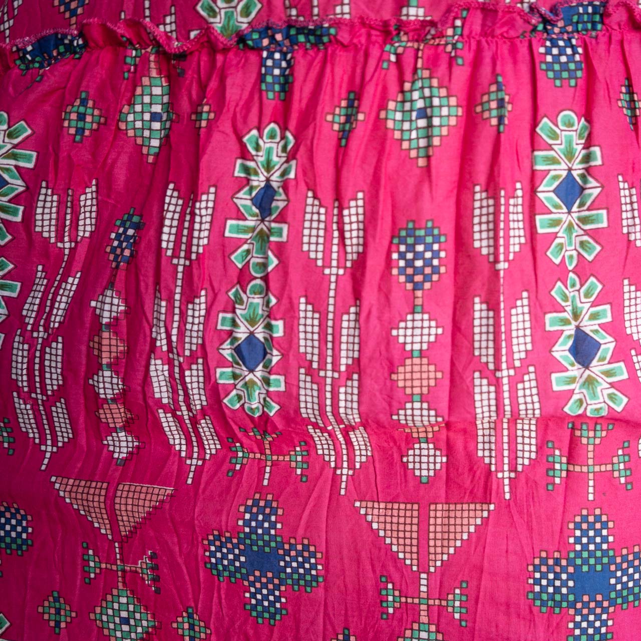 Gathered Cotton Maxi Dress - Aztec Pink