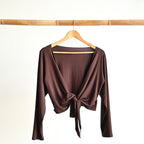 Ballet Wrap Top in Bamboo by KOBOMO - ChocolateBrownLXLsize16to20 KOBOMO