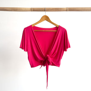 Ballet Wrap Top in Bamboo by KOBOMO - Flutter Sleeve