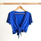 Ballet Wrap Top in Bamboo by KOBOMO - Flutter Sleeve