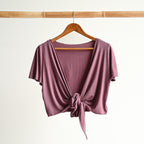 Ballet Wrap Top in Bamboo by KOBOMO - Flutter Sleeve