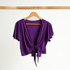Ballet Wrap Top in Bamboo by KOBOMO - Flutter Sleeve