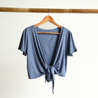 Ballet Wrap Top in Bamboo by KOBOMO - Flutter Sleeve