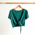 Ballet Wrap Top in Bamboo by KOBOMO - Flutter Sleeve