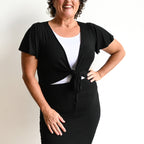 Ballet Wrap Top in Bamboo by KOBOMO - Flutter Sleeve